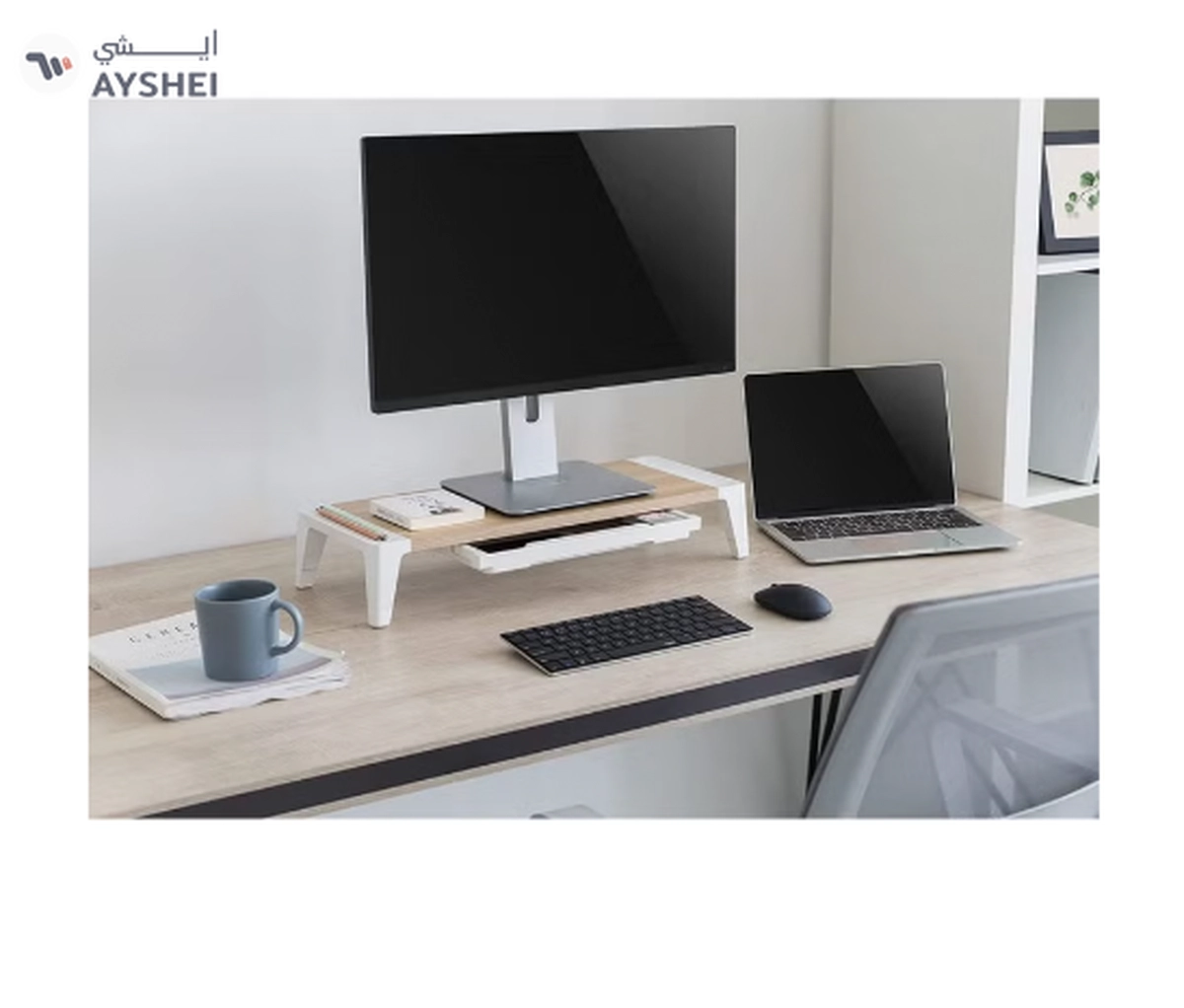 Navodesk Premium Wooden Monitor Riser With Drawer, Minimalistic Monitor Stand for iMac & PC-1-1