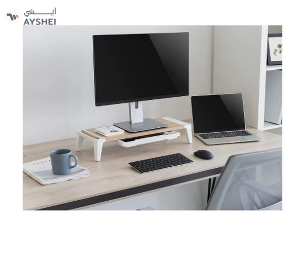 Navodesk Premium Wooden Monitor Riser With Drawer, Minimalistic Monitor Stand for iMac & PC