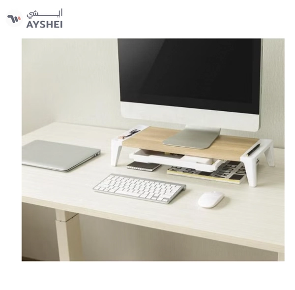 Navodesk Premium Wooden Monitor Riser With Drawer, Minimalistic Monitor Stand for iMac & PC