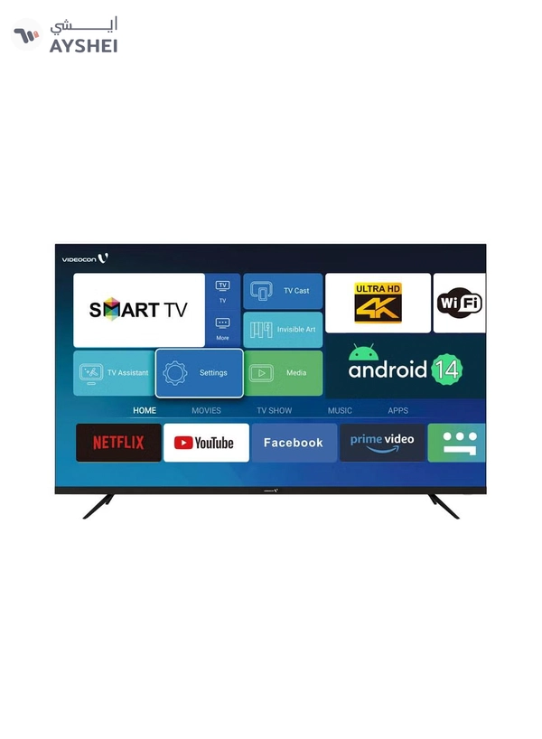 VIDEOCON 50 Inch Edgeless 4K UHD Android 13 Smart TV Netflix, Youtube, Amazon Prime Etc E50EL1100 Black