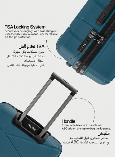 PARAJOHN Travel with Ease and Confidence - Light Weight Stylish & Durable PP Trolley Luggage Set with TSA Lock- Blue-3