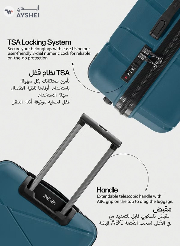 PARAJOHN Travel with Ease and Confidence - Light Weight Stylish & Durable PP Trolley Luggage Set with TSA Lock- Blue