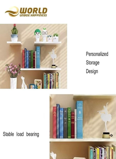 Eworld Set of 4 Floating Shelves, Stylish Wall Mounted Ledges-3