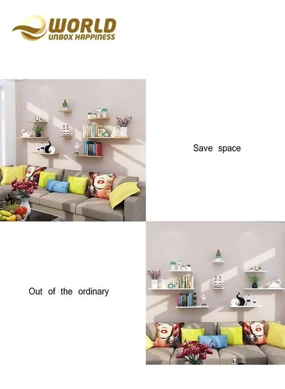 Eworld Set of 4 Floating Shelves, Stylish Wall Mounted Ledges-4