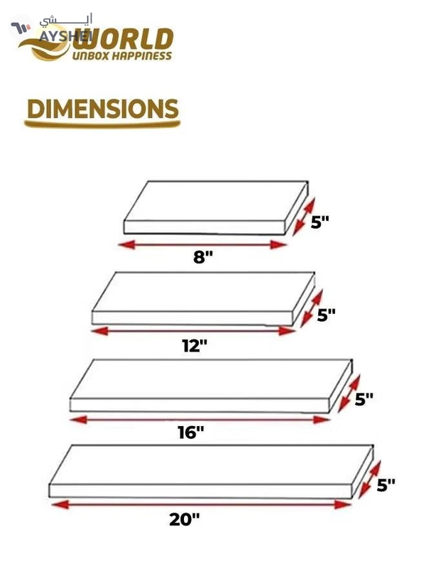 Eworld Set of 4 Floating Shelves, Stylish Wall Mounted Ledges