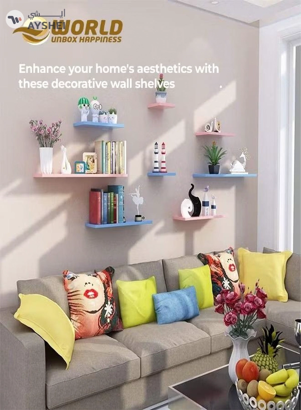 Eworld Set of 4 Floating Shelves, Stylish Wall Mounted Ledges