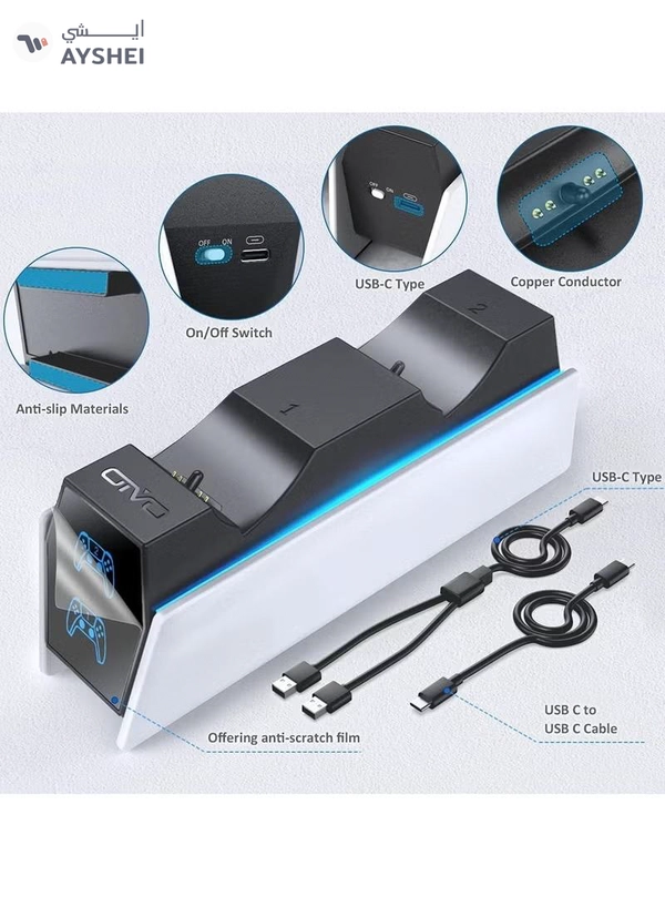 Eworld PS5 Fast Charging Station, 2H Dual Sense Controller Charger for PlayStation 5