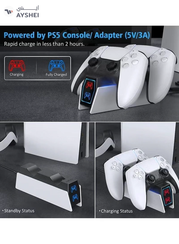 Eworld PS5 Fast Charging Station, 2H Dual Sense Controller Charger for PlayStation 5