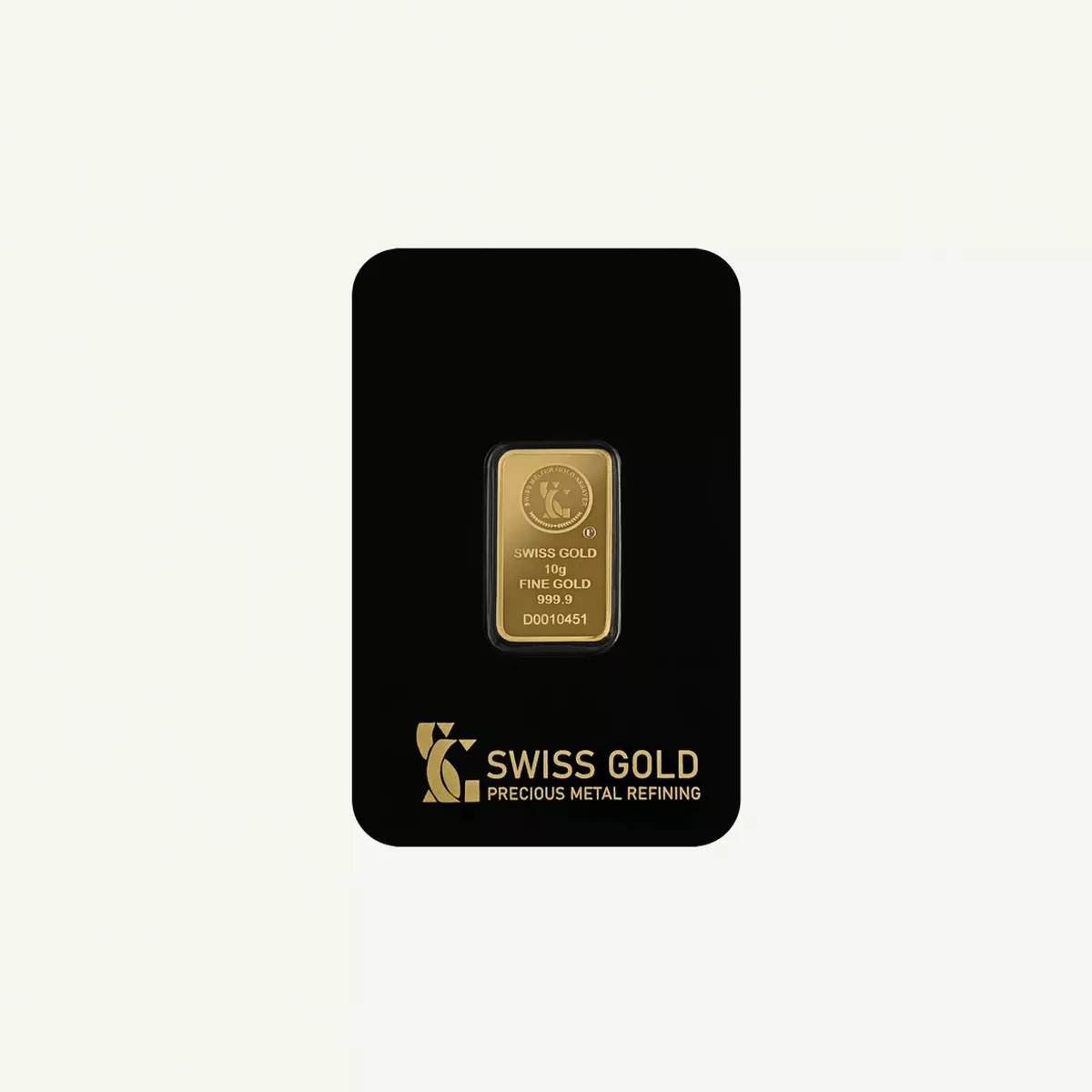SwissGold Minted Gold Bar 10g 24K (999.9%) Pure Gold
