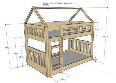 McHouse Bunk Bed, 120 x 200 cms-5