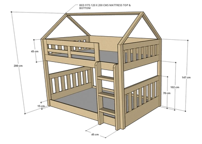 McHouse Bunk Bed, 120 x 200 cms-2