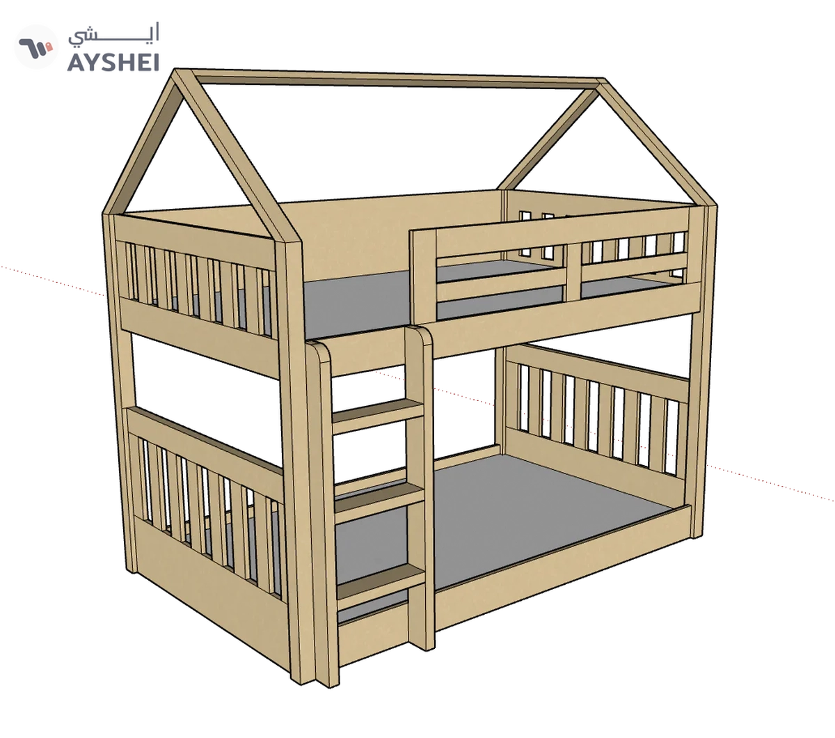 McHouse Bunk Bed, 120 x 200 cms-6-6