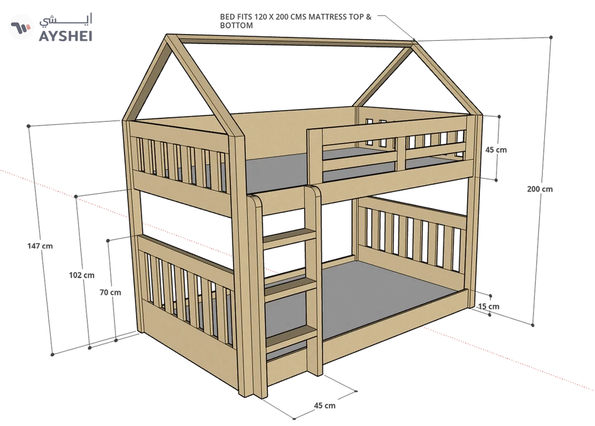 McHouse Bunk Bed, 120 x 200 cms-5-5
