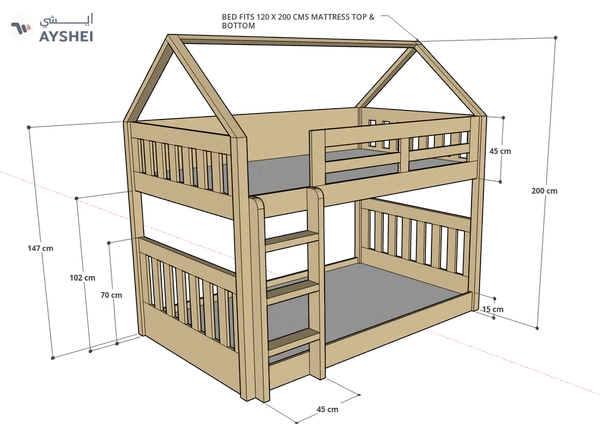 McHouse Bunk Bed, 120 x 200 cms
