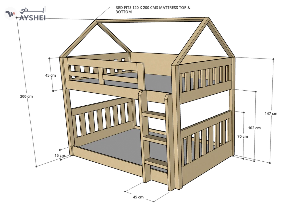 McHouse Bunk Bed, 120 x 200 cms-2-2
