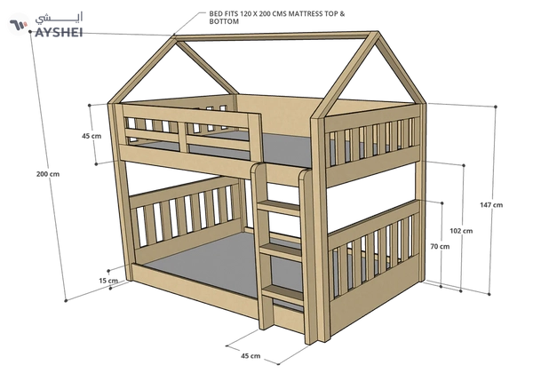 McHouse Bunk Bed, 120 x 200 cms