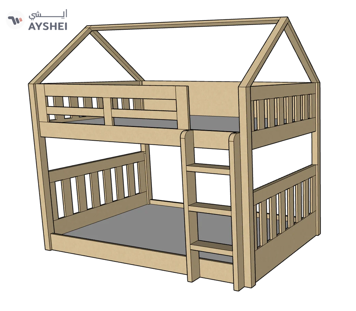 McHouse Bunk Bed, 120 x 200 cms-4-4