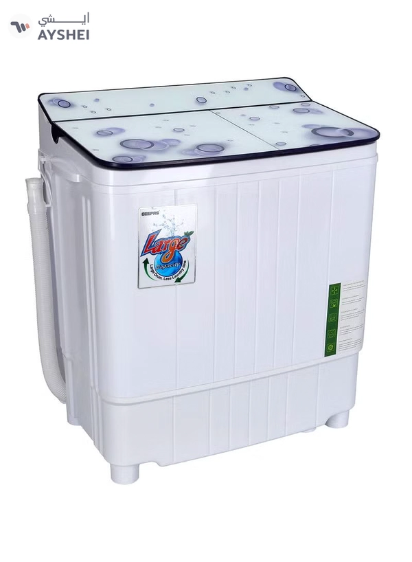 GEEPAS Semi Automatic Mini Washing Machine| 3.5Kg | 360 W 2 IN 1 Mini Compact Twin Tub Washing Machine| Washer & Spinner Combo With Timer, 2 Inlet Water Hose 3.5 kg 360 W GSWM6473S White 3.5 kg 360 W GSWM6473S White