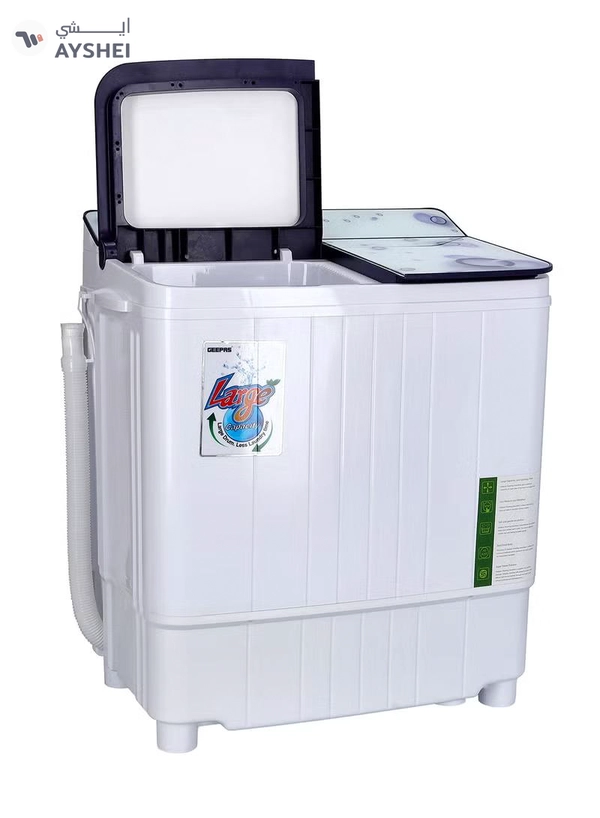 GEEPAS Semi Automatic Mini Washing Machine| 3.5Kg | 360 W 2 IN 1 Mini Compact Twin Tub Washing Machine| Washer & Spinner Combo With Timer, 2 Inlet Water Hose 3.5 kg 360 W GSWM6473S White 3.5 kg 360 W GSWM6473S White