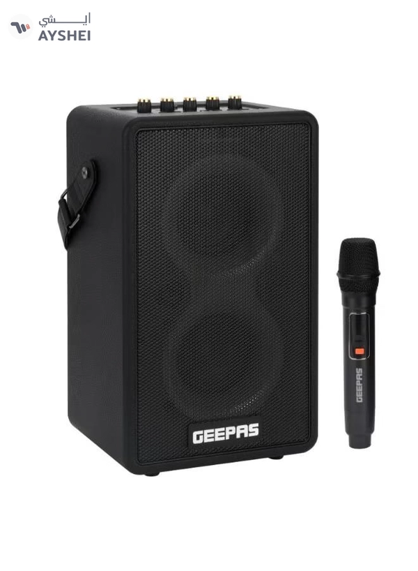 GEEPAS RGB Bluetooth Speaker: Big Sound, Long Playtime, Wireless Mic - Black