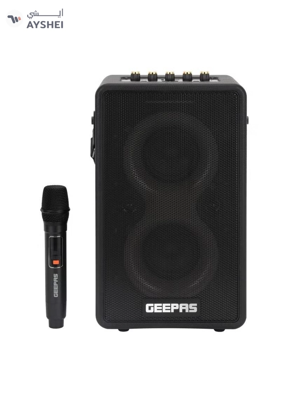 GEEPAS RGB Bluetooth Speaker: Big Sound, Long Playtime, Wireless Mic - Black