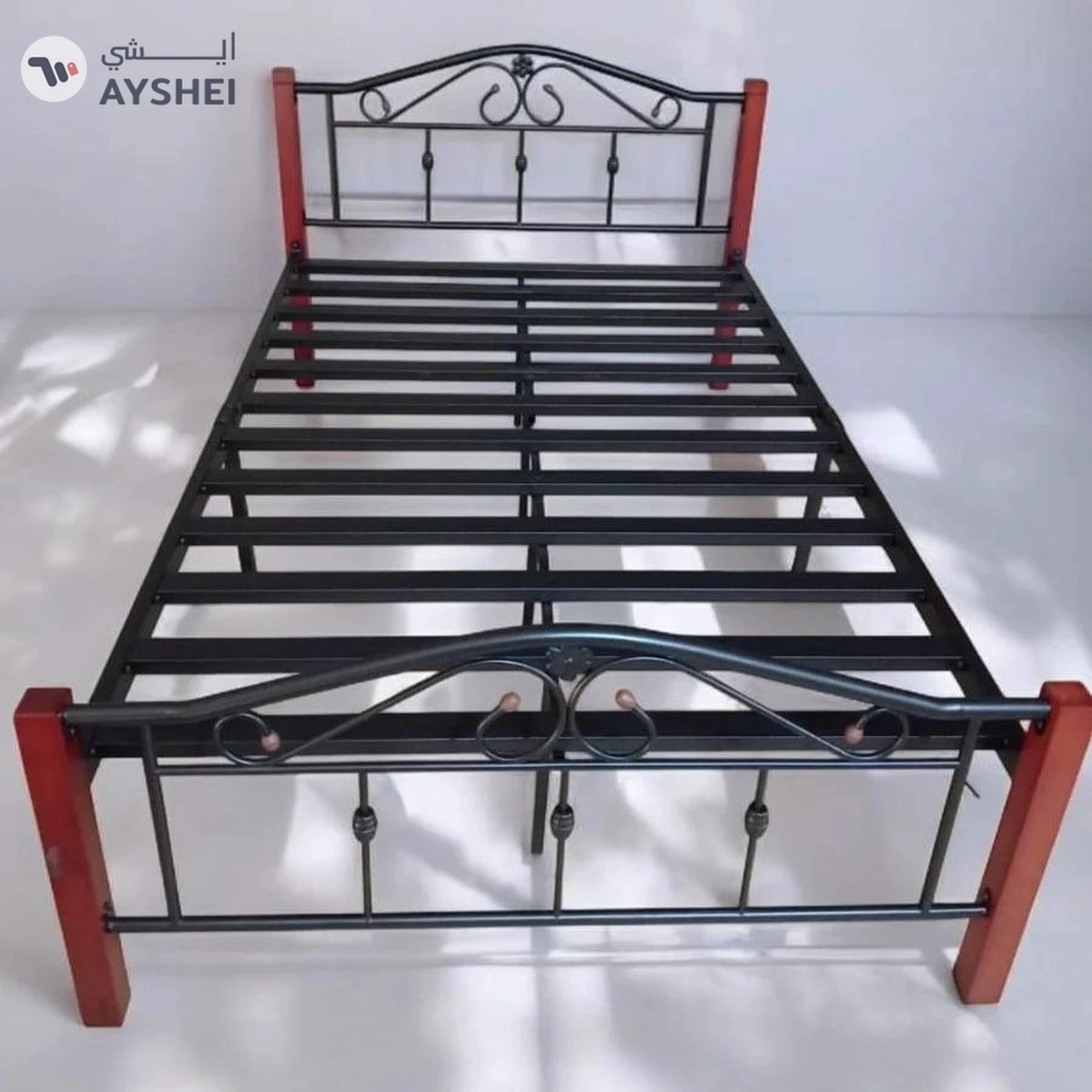Wood & Steel Single Bed 150x190-2-2