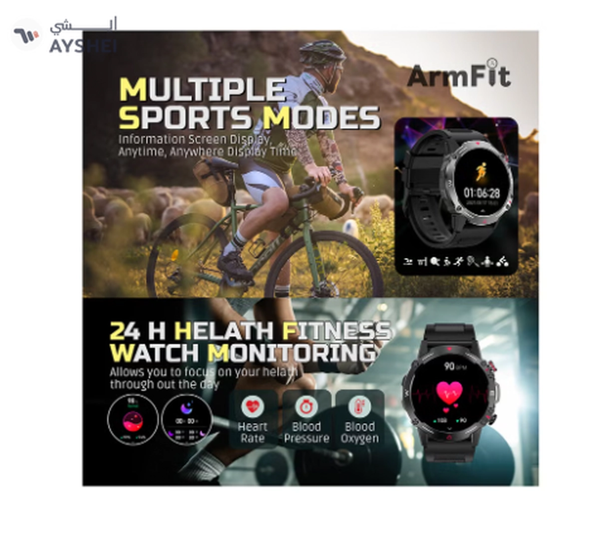 ARMFIT Hulk Smartwatch For Men, AMOLED Always On Display Bluetooth -4-4