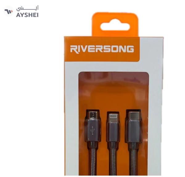RIVERSONG 3-In-1 Multifunctional Data Sync And Charging Cable Gray/Black