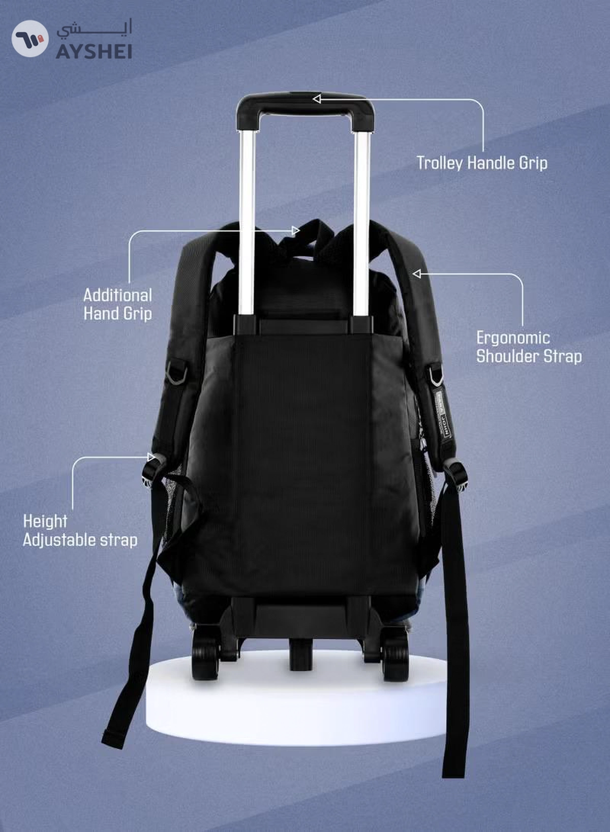 PARAJOHN 2 Wheel Trolley backpack 18 inches Navy-2-2
