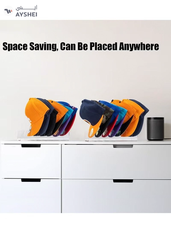Eworld 2 Piece Acrylic Hat Stand for Baseball Caps, No Installation Organizer for 14 Caps