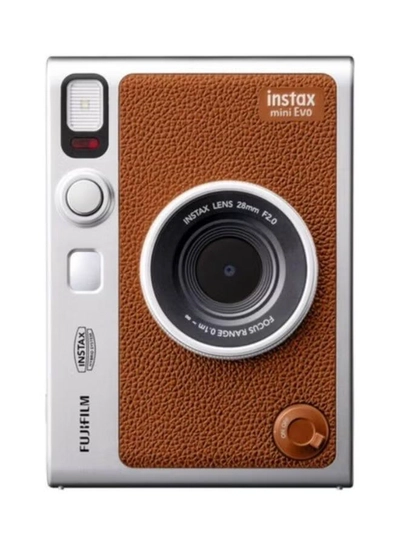 FUJIFILM Instax Mini EVO Hybrid Instant Camera – Brown (USB-C) | Instant Print with Digital Preview, Creative Modes & Built-In Selfie Mirror-0