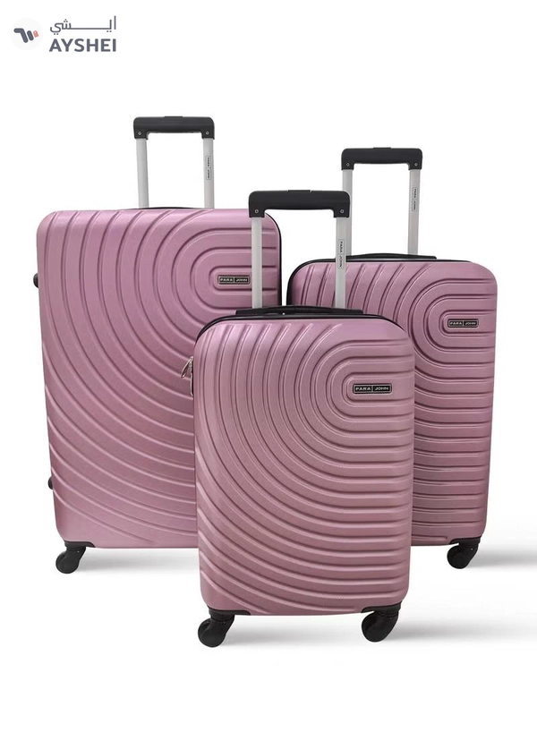 PARAJOHN Circles Series Set of 3 Luggage | Lightweight Small 10KG, Medium 20KG & Large 30KG ABS 4 Wheels Trolley Hardsided Travel Suitcase - Pink