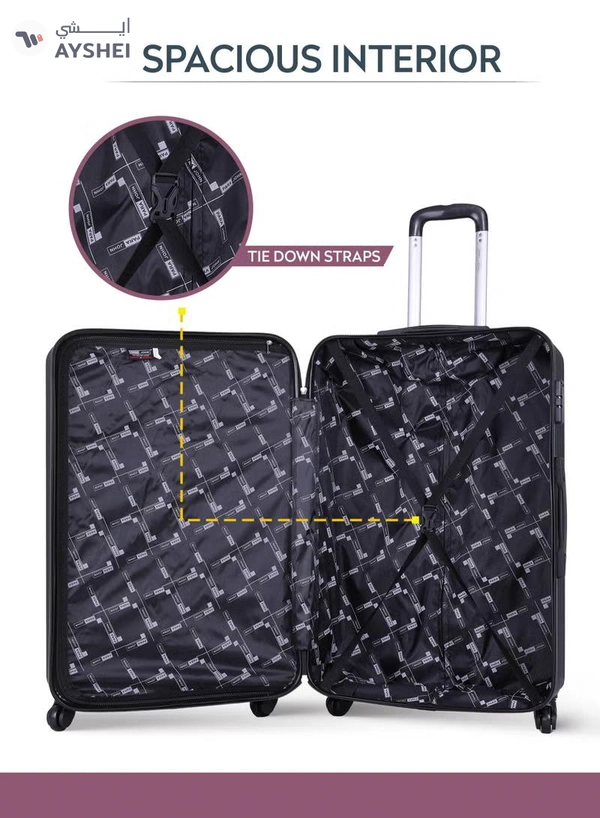 PARAJOHN Circles Series Set of 3 Luggage | Lightweight Small 10KG, Medium 20KG & Large 30KG ABS 4 Wheels Trolley Hardsided Travel Suitcase - Pink