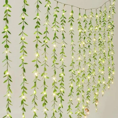GREEN LEAF ARTIFICIAL 3X2M CURTAIN LED STRING LIGHT-WARM WHITE-0