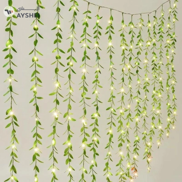 GREEN LEAF ARTIFICIAL 3X2M CURTAIN LED STRING LIGHT-WARM WHITE