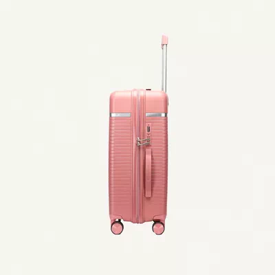 British Traveller 3-Piece Polypropylene Luggage Set | 20”, 24”, 28” Lightweight Suitcases with 360° Spinner Wheels, TSA Lock, Water & Scratch Resistant | Durable Hard Shell Trolley Bags with Telescopic Handle - Pink-1
