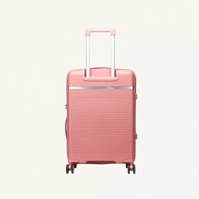 British Traveller 3-Piece Polypropylene Luggage Set | 20”, 24”, 28” Lightweight Suitcases with 360° Spinner Wheels, TSA Lock, Water & Scratch Resistant | Durable Hard Shell Trolley Bags with Telescopic Handle - Pink-3