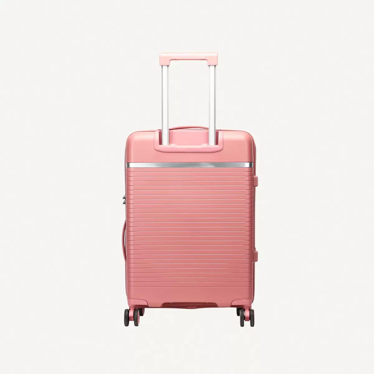 British Traveller 3-Piece Polypropylene Luggage Set | 20”, 24”, 28” Lightweight Suitcases with 360° Spinner Wheels, TSA Lock, Water & Scratch Resistant | Durable Hard Shell Trolley Bags with Telescopic Handle - Pink-3-3