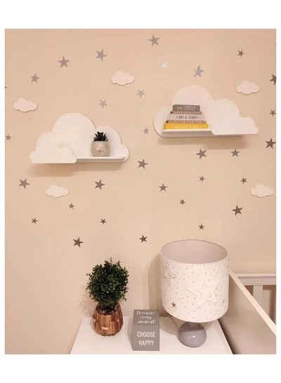 Eworld Set of 2 Wooden White Floating Shelves with water-resistant-2