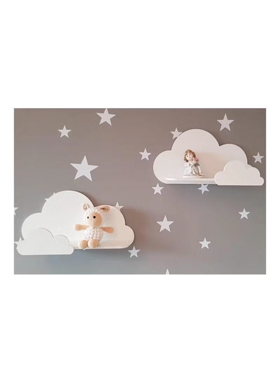 Eworld Set of 2 Wooden White Floating Shelves with water-resistant-4