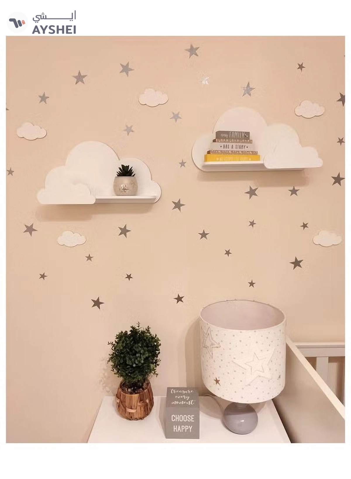 Eworld Set of 2 Wooden White Floating Shelves with water-resistant-2-2