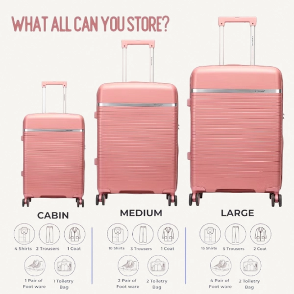 British Traveller 3-Piece Polypropylene Luggage Set | 20”, 24”, 28” Lightweight Suitcases with 360° Spinner Wheels, TSA Lock, Water & Scratch Resistant | Durable Hard Shell Trolley Bags with Telescopic Handle - Pink
