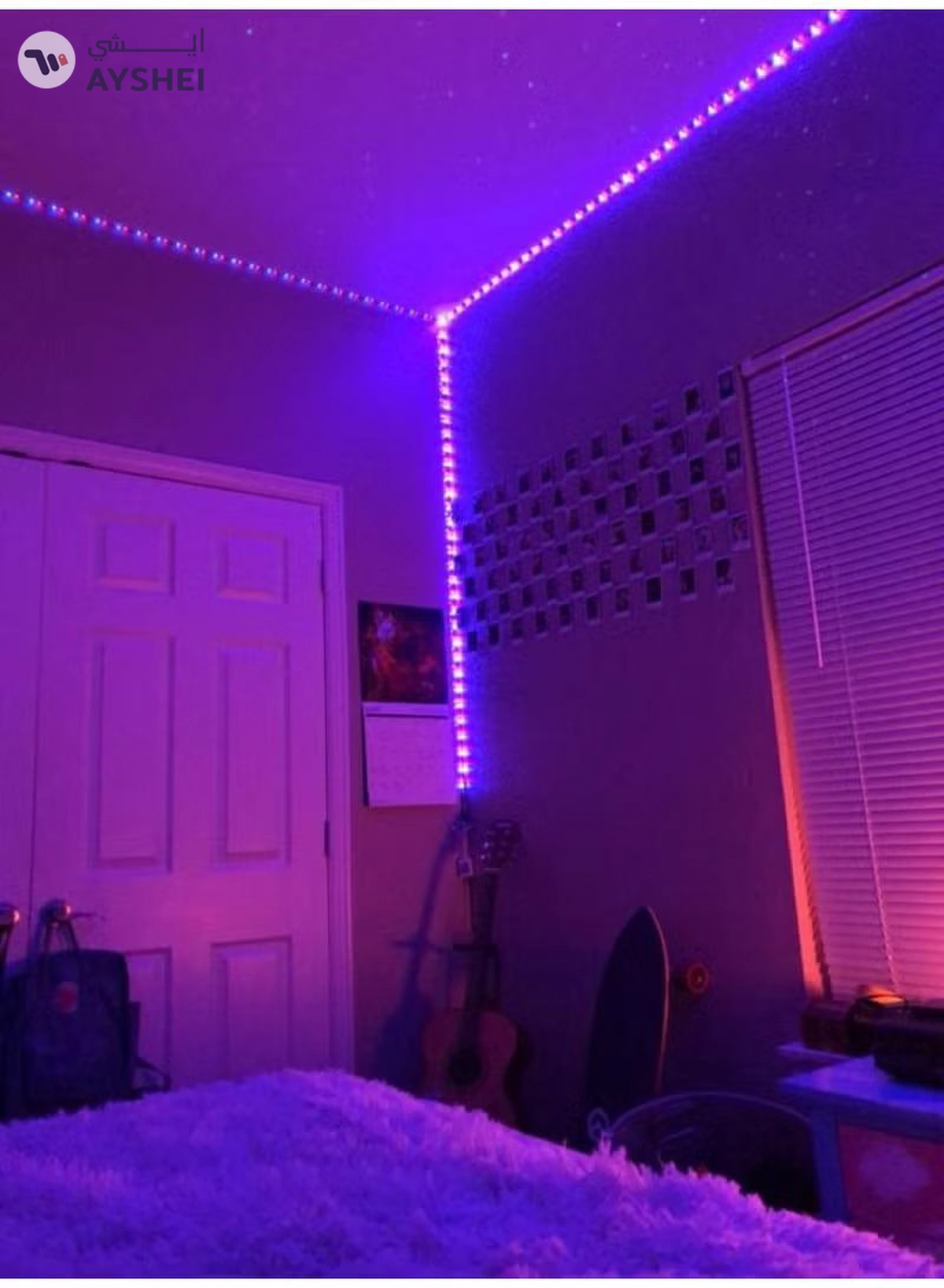 Yuwell Led Strip Light For Home And Bedroom Decoration 12W SMD 2835 128 LEDS 24VDC CRI 90 5 Meter Roll IP20 Purple-1-1