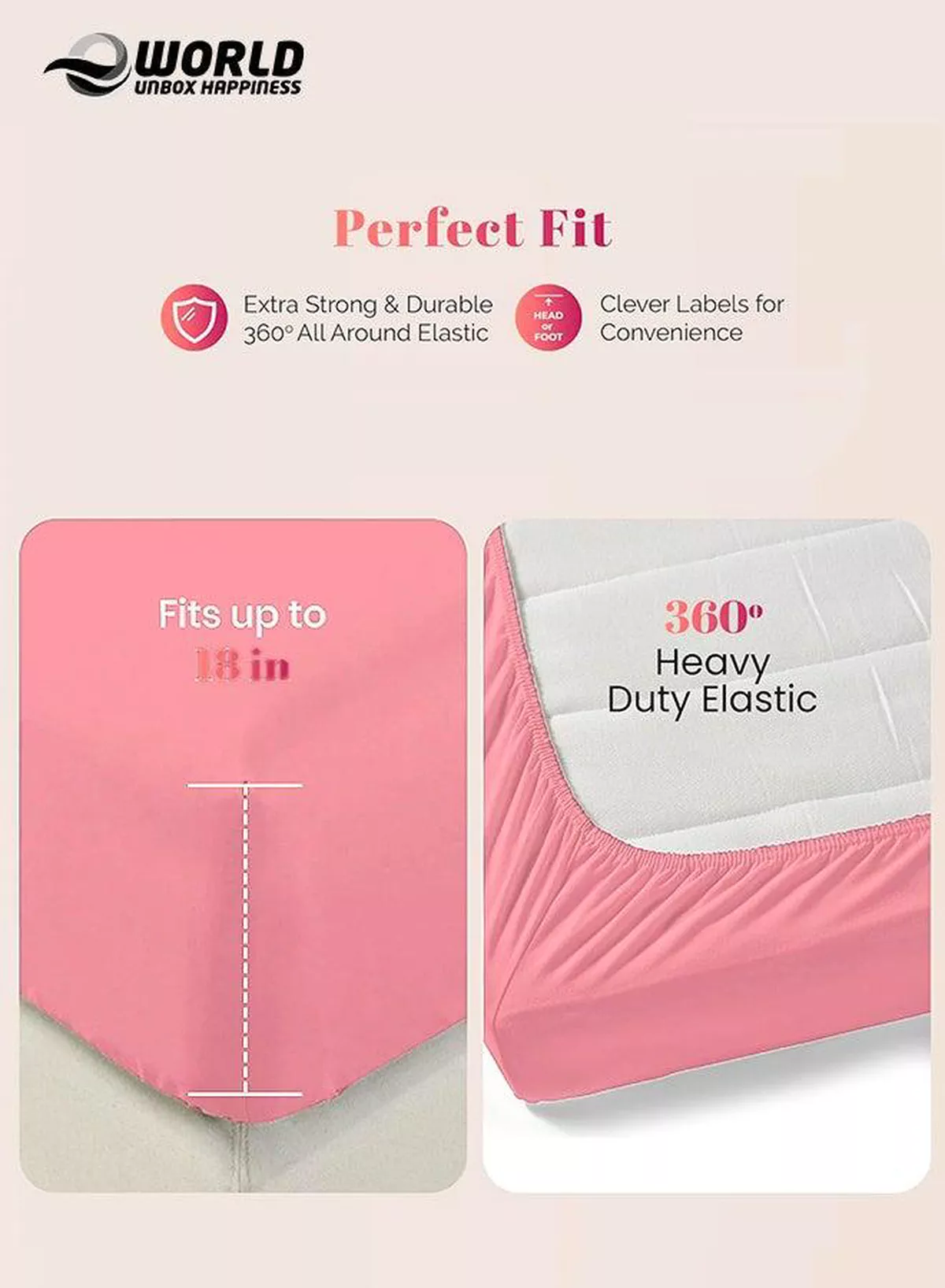 Dusty Rose Microfiber Fitted Bedsheet with Deep Pocket for a Snug Fit, Breathable, Machine Washable for Optimal Protection, Available in King, Queen and Single Sizes, Without Pillow Cover-2-2