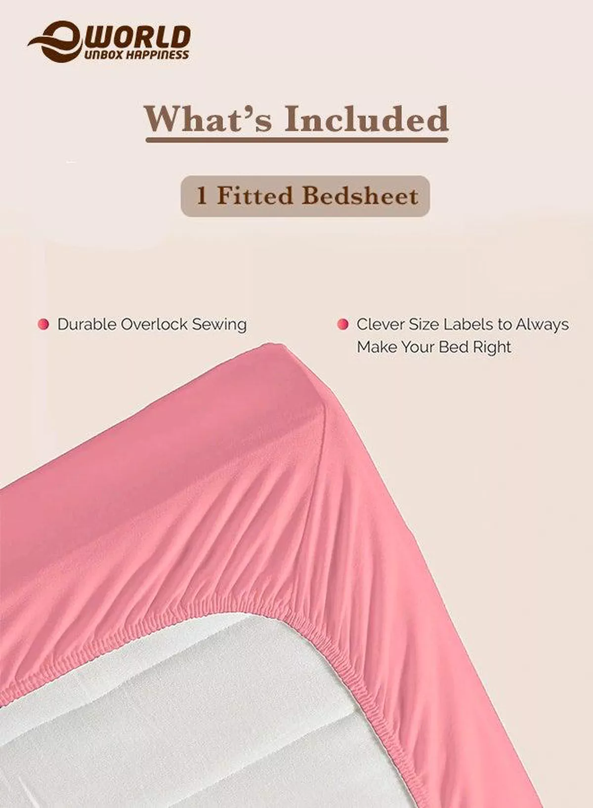 Dusty Rose Microfiber Fitted Bedsheet with Deep Pocket for a Snug Fit, Breathable, Machine Washable for Optimal Protection, Available in King, Queen and Single Sizes, Without Pillow Cover-3-3