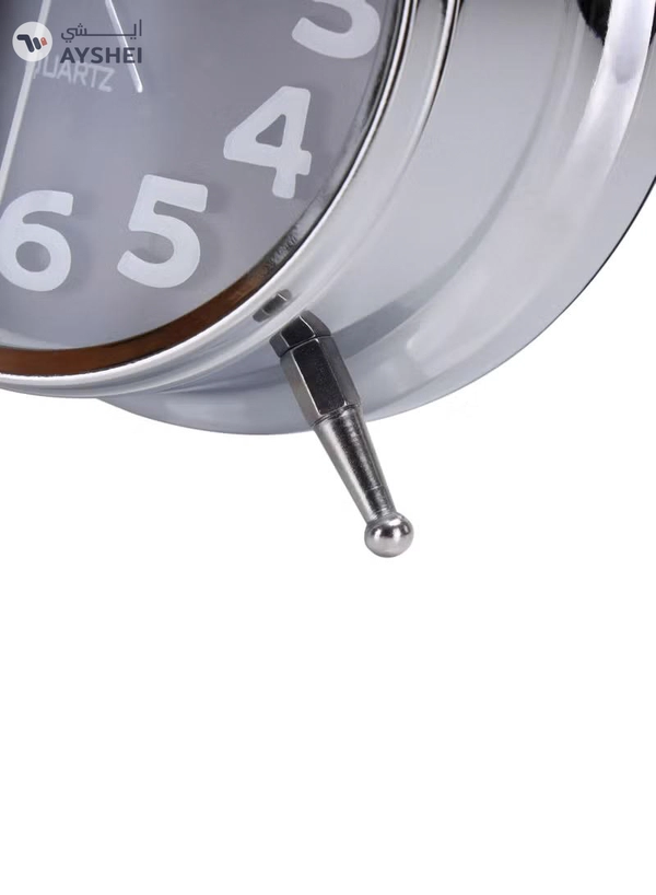 Geepas GWC26020 Twin Bell Alarm Clock, Chrome silver case, Portable, Loud Classic Analogue Alarm Clock with Backlight, Chrome Silver Body with Glass Lens, Round Twin Bell Clock with Step Movement, 2 Y