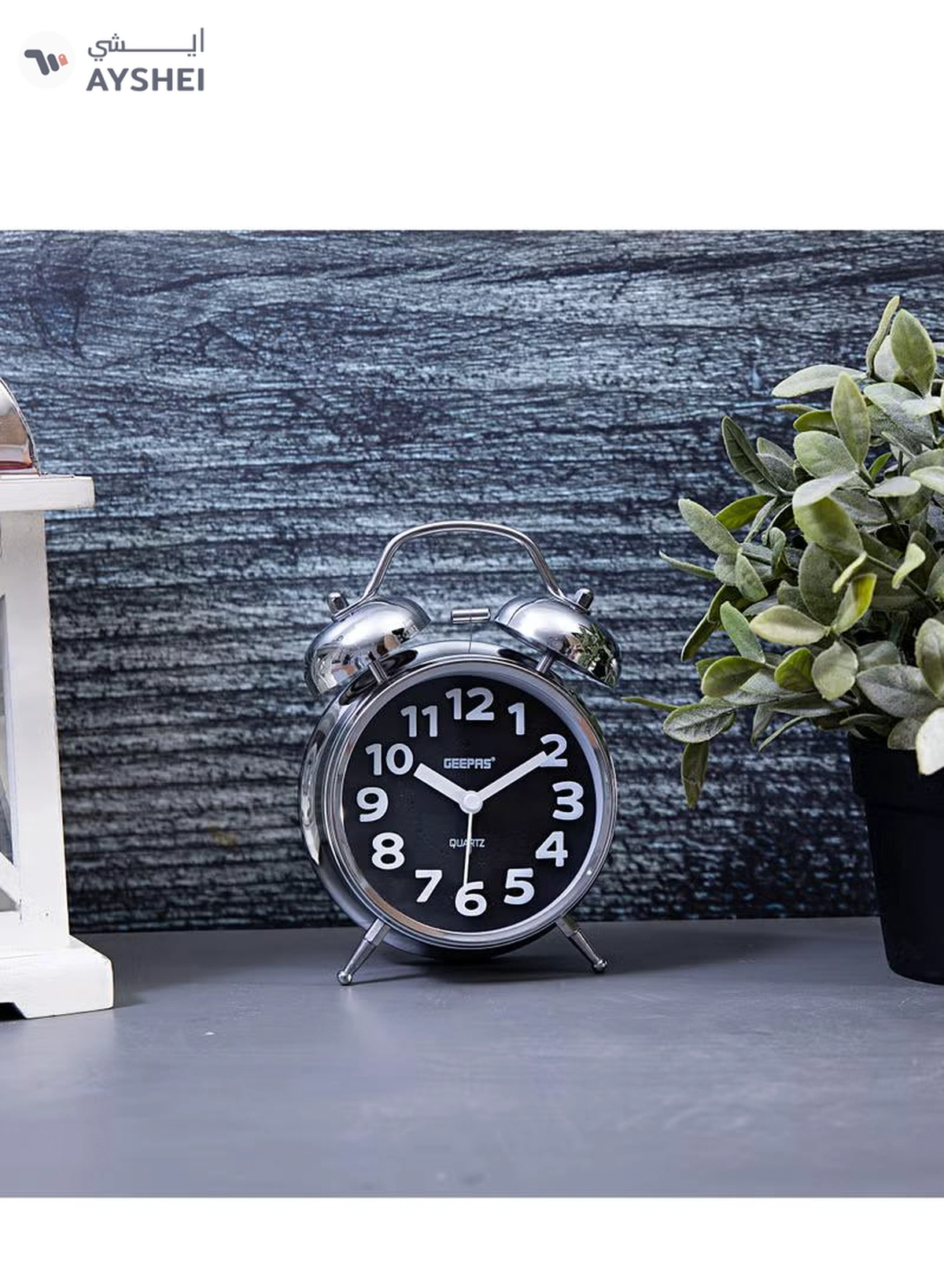Geepas GWC26020 Twin Bell Alarm Clock, Chrome silver case, Portable, Loud Classic Analogue Alarm Clock with Backlight, Chrome Silver Body with Glass Lens, Round Twin Bell Clock with Step Movement, 2 Y-3-3