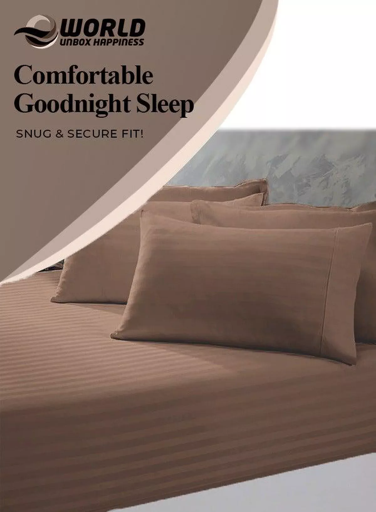 3 Piece Luxury Dark Brown Striped Bed Sheet Set with 1 Deep Pocket Sheet and 2 Pillowcases for Hotel and Home Crafted from Ultra Soft and Breathable Microfiber for Year-Round Comfort, (Single/Double)-4-4