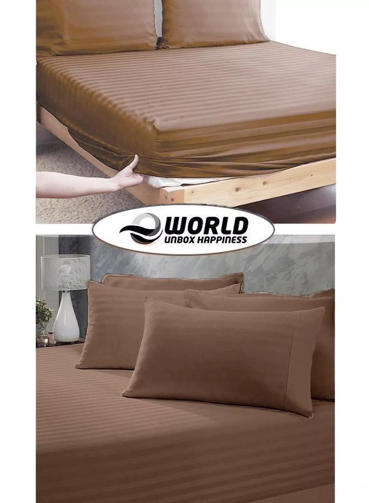 3 Piece Luxury Dark Brown Striped Bed Sheet Set with 1 Deep Pocket Sheet and 2 Pillowcases for Hotel and Home Crafted from Ultra Soft and Breathable Microfiber for Year-Round Comfort, (Single/Double)-5-5