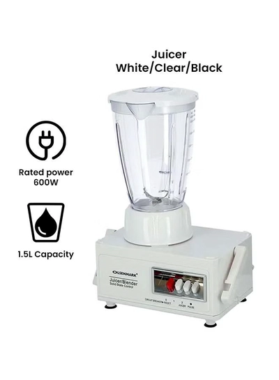  Olsenmark 4 In 1 Food Processor, Stainless Steel Blades, Safety Lock Protection, Powerful Motor, Overheat Protection, High Performance Filter 650 W OMSB2137C White/Clear/Black-2